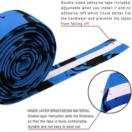 TOPCABIN Bicycle Handlebar Tapes, 2 Rolls, Comfortable Handlebar Tape for City Bike, Road Bike, Handlebar Tape with Bar Plugs (Camouflage (Blue Black))