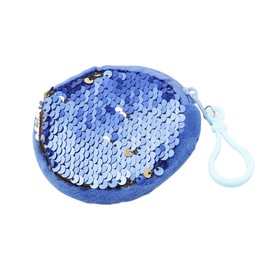 Jagowa 1 Piece Mini Sequin Coin Purse Glitter Round Hook Small Wallet Handbags for Kids Girls Women Party Gifts (Navy Blue)