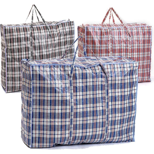PACK of 5 Large Strong and Durable Laundry Bags | Ideal for Laundry/Moving House/Shopping/Storage | Reusable Store Zip Bag (Multiple)