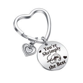 JIUSHUN Shrimp Keychain For Shrimp Lover Gifts Prawn Keyring For Prawn Lover Jewelry Food Keychain Daughter Jewelry Friendship Gift For Best Friend