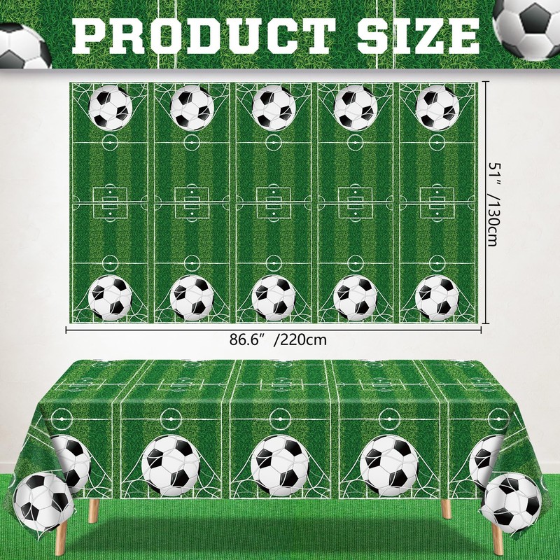 FVEOCR 4 Pack Soccer Party Tablecloths Soccer Sports Theme Party