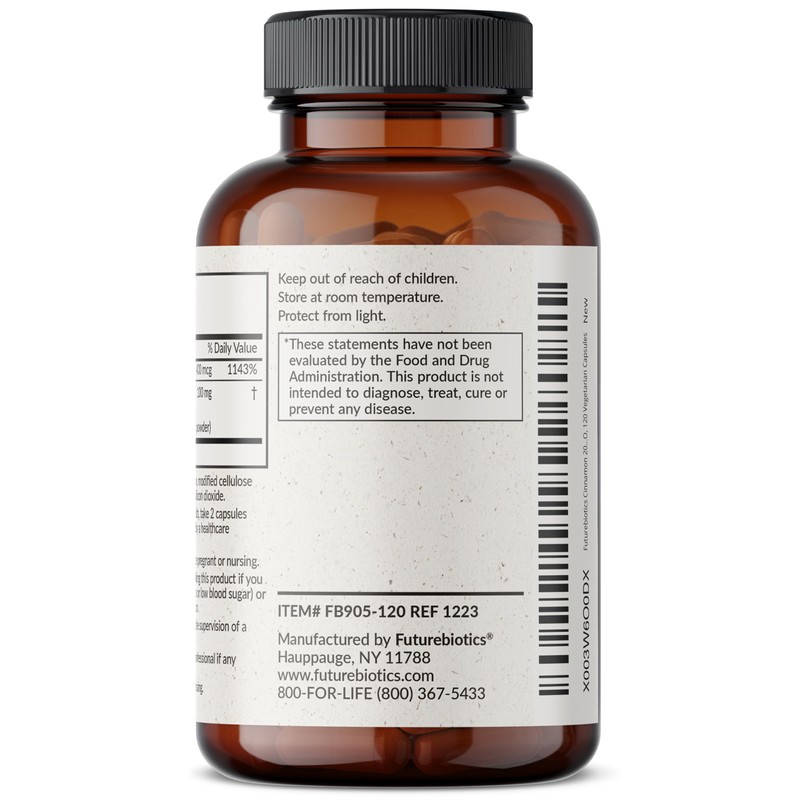 Futurebiotics Cinnamon Plus Chromium Picolinate Supplement, High Potency Chromium, Non-GMO,