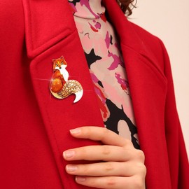Fashion Cute Fox Brooch Enamel with Crystal Broche for Women Animal Corsage Lapel Pin Birthday Christmas Women Gift, Metal, Cristales