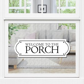 MeshMagnets 2 Pcs Acrylic Screen Door Magnets | Decorative Anti-Collision Signs for People, Pets & Birds | 11.5” x 3.75” - Porch (Set of 2)