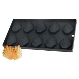 Vrthske 10-Cavity Madeleine Pan，Shell-Shaped Silicone Madeleine Molds for Baking Madeleine Cookie (Black)