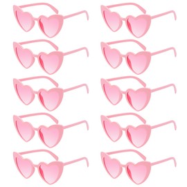 SelfTek 10 Pack Heart Sunglasses, Pink Vintage Heart Shaped Glasses Retro Cat Eye Love Glasses Multipack Fashion Funky Eyewear for Women Hen Party