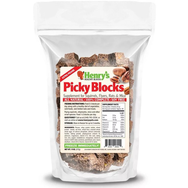 Henry's Pets Picky Blocks - Food for Squirrels, Flying Squirrels,