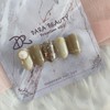 [Handmade nail tip] Nude tone pearl check nails / [수제네일팁]