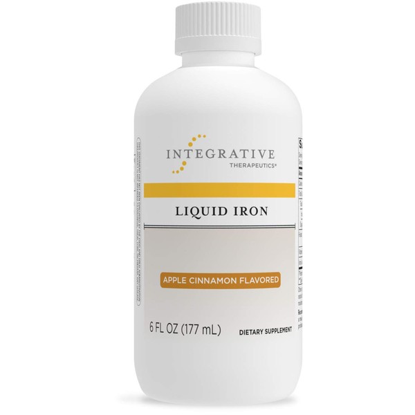Integrative Therapeutics Liquid Iron - with Vitamin B12 and Folic Acid - Iron Supplement - Apple Cinnamon Flavored - Gluten Free - Dairy Free - Vegan - 6 fl oz