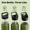 40 oz Insulated Water Bottle for Camping: 3 Lids, Leakproof,