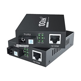 a Pair of Fast Ethernet Media Converters, 10/100Mbps Bi-Directional Single-Mode SC Fiber, up to 20km, 10/100Base-TX to 100Base-FX