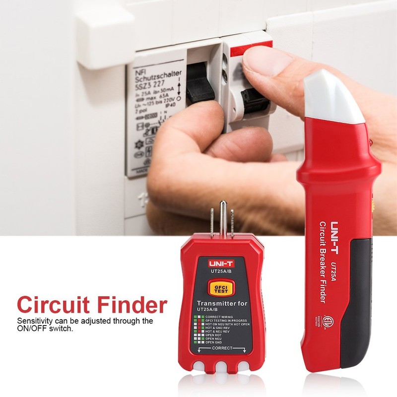 Profesional Buscador de Interruptor de Circuito Sensibilidad Ajustable Enchufe Ensayador
