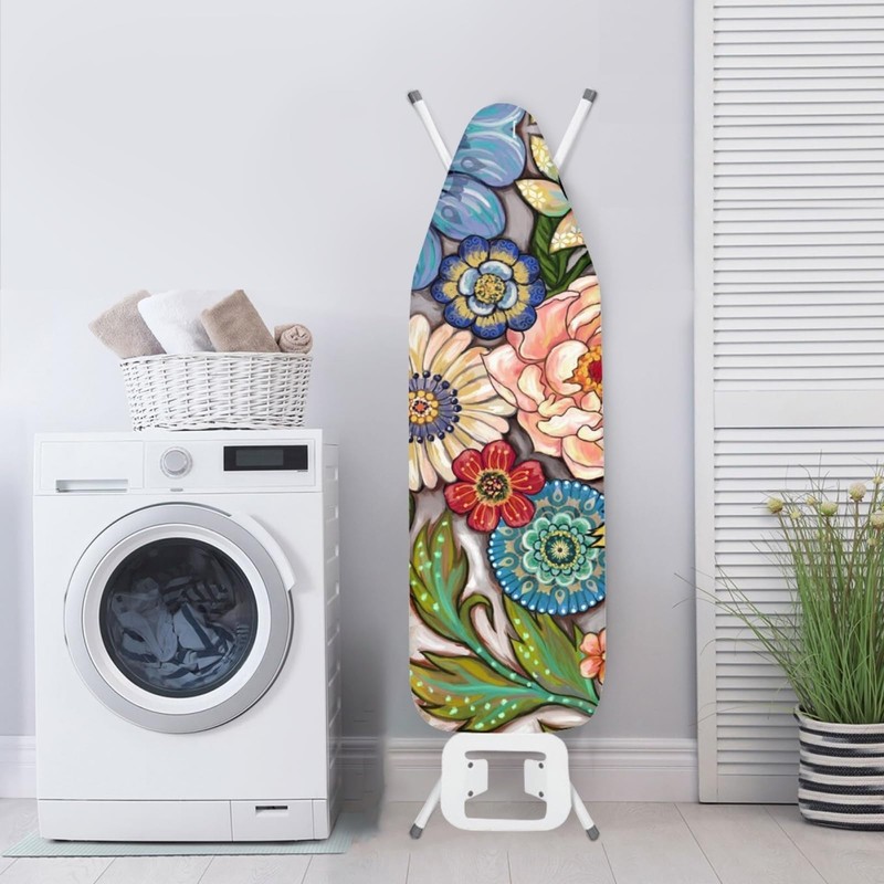ZDCUSTOM Boho Flower Ironing Board Cover with Elastic Edge Table
