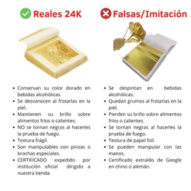 MODA TURÍN - 20 Láminas Oro Genuino Comestible 24K 4.33 x 4.33cm. Gastronomía Belleza Spa Gourmet
