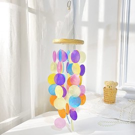 SYSUII Wind Chime Boho Decorative Shell Dream Catcher Mother of Pearl Wind Chimes Garden Decoration 60 x 40 x 13 cm Capiz Shell Chain Garland Hanging Decoration for Windows or Decoration Living Room