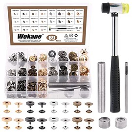 Wokape 70 Sets Magnetic Button Sewing Clasps Snaps Fasteners (Assortment Kit 67Pcs) - 4 Colors 14mm and 18mm Round Strong Magnetic Button Clasps Snaps with Magnetic Button Tool and Hammer
