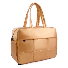 Nylon Puffer Tote Bags Weekender Fluffy Bags Quilted Personal Bag for Airlines Overnight Gym Versatile Totecolor: bronze