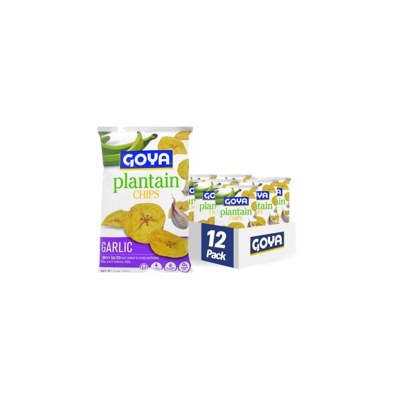 Goya Foods Plantain Chips, Garlic, 5 Ounce (Pack of 12)