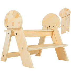 TinyHaven Wooden Toddler Step Stool, 2-Step Foldable Stool for Kids with Non-Slip Surface, Baby Bathroom Stool for Potty Training, Bathroom Sink, Kitchen Counter with Cute Mushroom Design, Natural