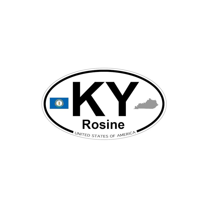 US Decal, Inc. Rosine, Kentucky Oval Sticker with State Flag