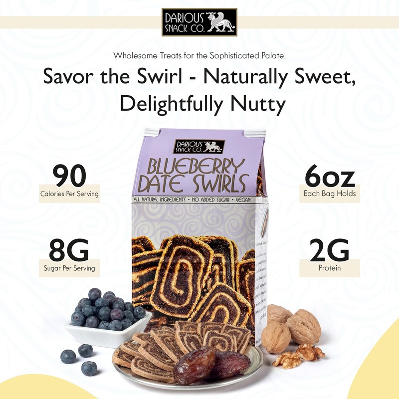 Darious Snack Co VEGAN and PALEO Blueberry Date Swirls for