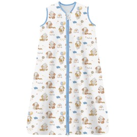 Chilsuessy Children's Summer Sleeping Bag, 0.5 Tog, Baby Summer Sleeping Bag Made of 100% Cotton, Baby Sleeping Bag, Sleeveless Pyjamas for Boys and Girls, Cute Elephant, 130 cm / Baby Height 120-140