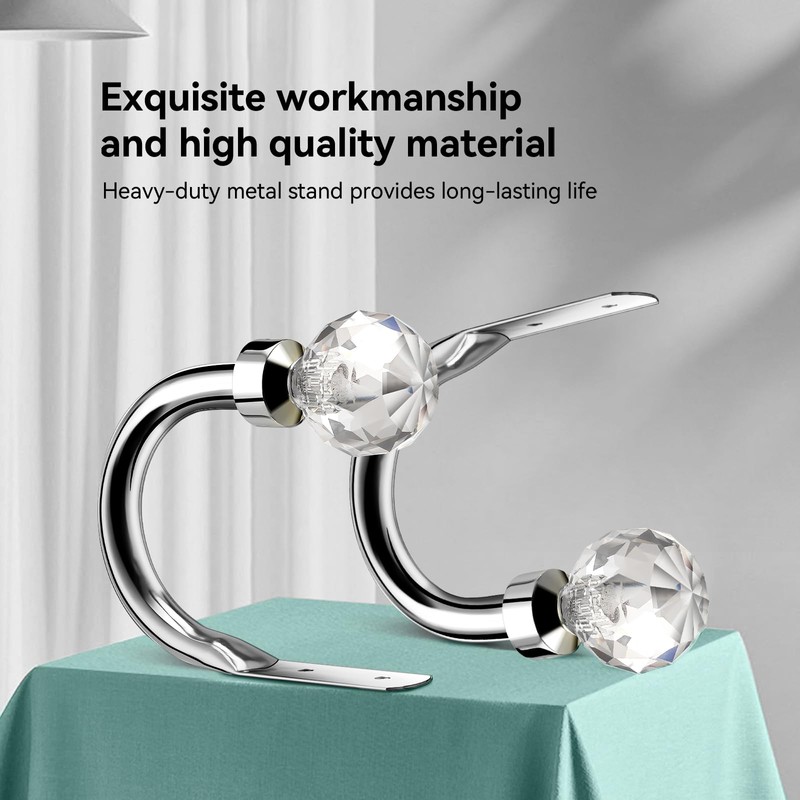 HIKMLK Crystal Curtain Holdbacks 2pcs, Metal Curtain Tieback Pull Back