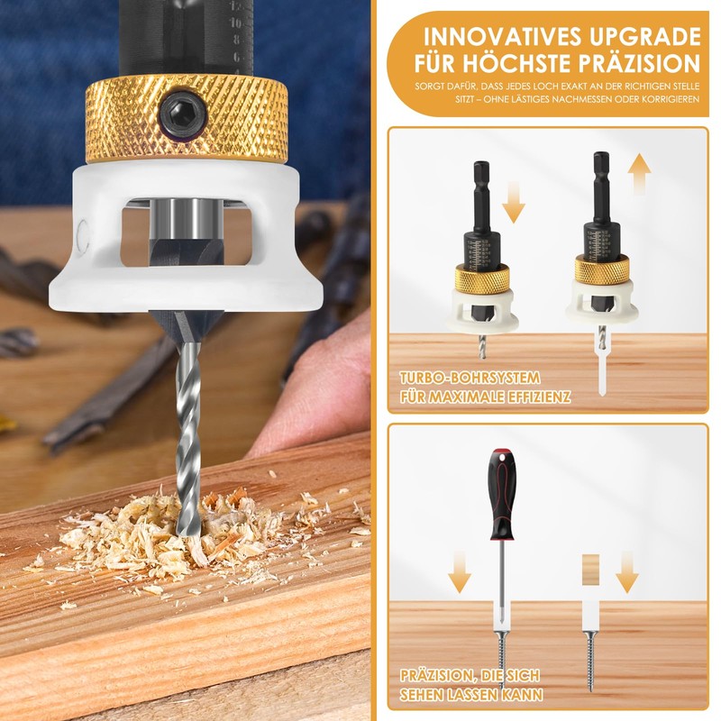 UNOSEKS Countersink with Depth Stop, 6-Piece Countersink Drill Bit Set,