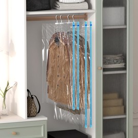Hanging Closet Organizer Vacuum Seal Bags Multipurpose Moving Travel Bags Moisture-Proof And Durable Closet Organization For Clothing,Jackets,Suits, Dresses,Etc. (2 145x70cm+2 105x70cm)