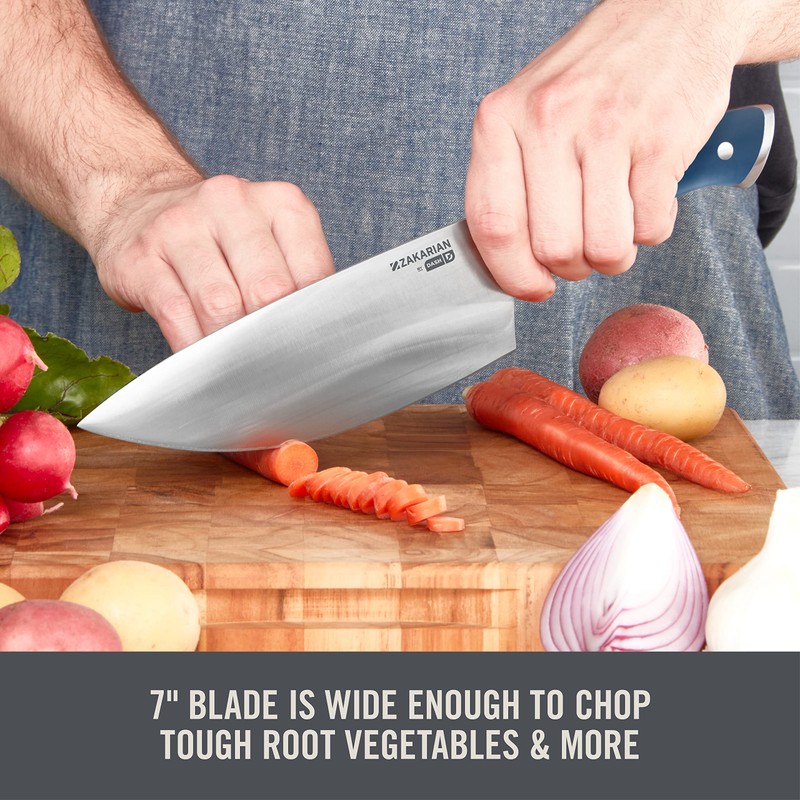 DASH Zakarian 7" German Steel Rocking Chef Knife with Sheath,