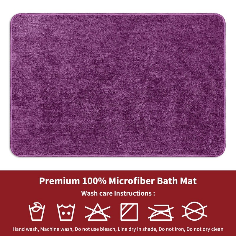 Vinsani Bath Mat Non Slip Bathroom Mat Thickened Fluffy Microfiber