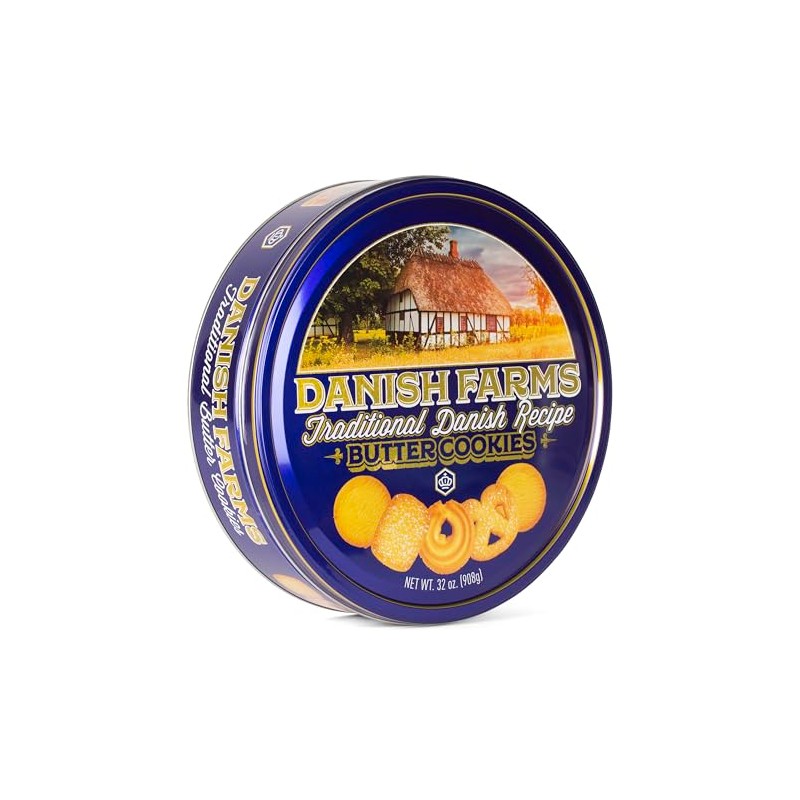 Danish Farms Traditional Butter Cookies, 32-Oz. Blue Cookie Tin, Traditional