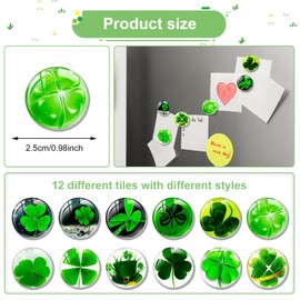TECHEEL Pack of 12 Magnets, Fridge Magnets, Decorative Magnets, Patrick's Day, Crystal Glass Fridge Magnets, Suitable for Home Decoration, Magnetic Boards, Magnets on Lockers