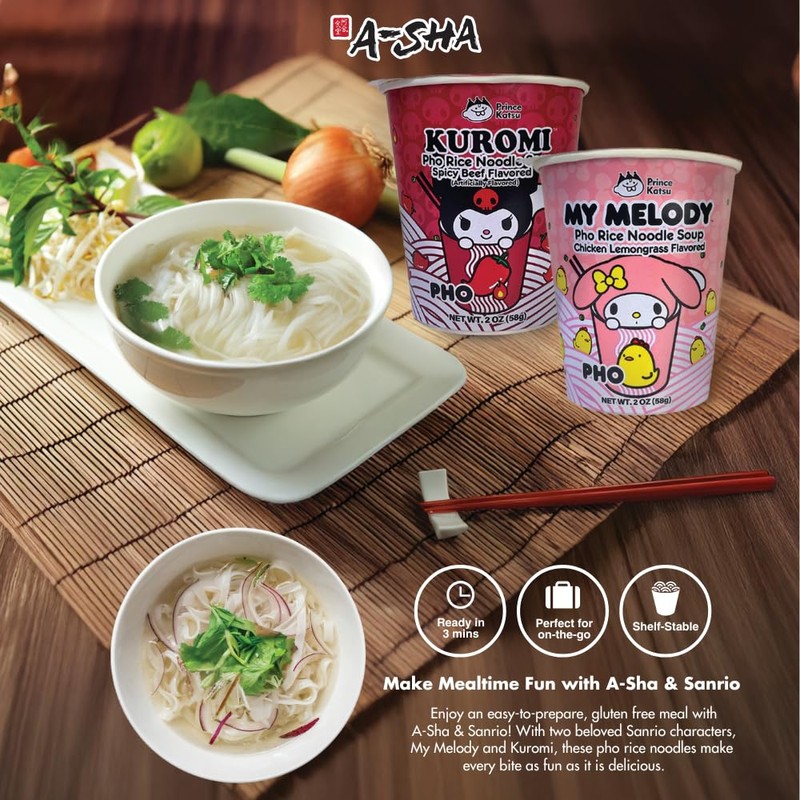A-Sha Spicy Beef Flavored Pho Rice Noodle Soup, Zero Cholesterol,