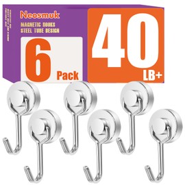 Neosmuk Swing Magnetic Hooks for Cruise Cabins – Heavy Duty 40lb Strong Magnet Hooks, Cruise Essentials for Ship, Fridge, Wall, Ceiling, Door, Hanging and Decorations (Pack of 6, Silver)