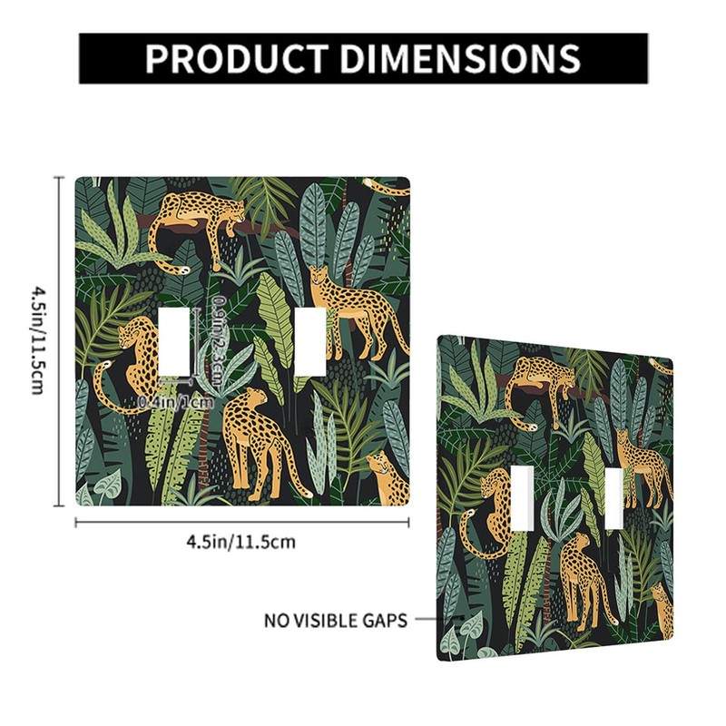 Moslion Tiger Double Toggle Wall Switch Covers Wild Animal Leopard
