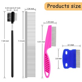 10 Pcs Pet Grooming Combs Kit for Shedding Tangles, Flea Comb Tool for Dogs Cats, Stainless Steel Tear Stain Remover Combs Set for Long and Short Haired Pet