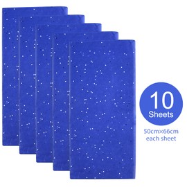 ASTARON Glitter Tissue Paper for Wrapping 50x66cm, Glitter Paper Royal Blue Tissue Paper Sheets for Bouquet Packaging Christmas Birthday Gift Wrapping Crafts Supplies 10 Sheets