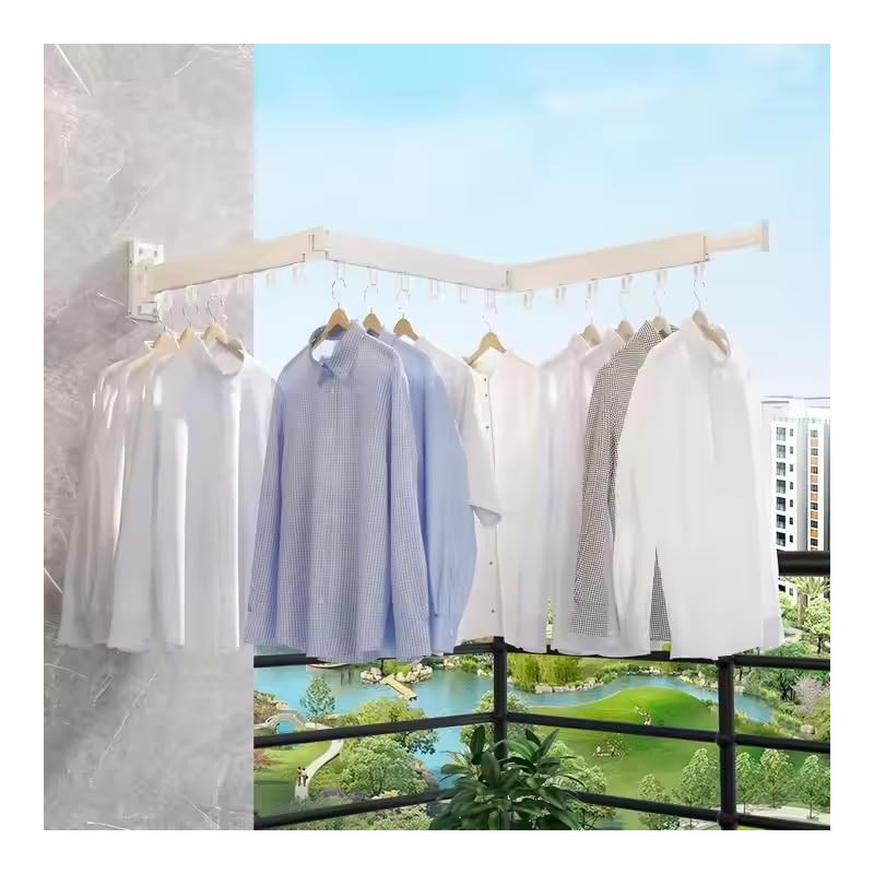 Wall Mounted Clothes Drying Rack Space Saving Laundry Rack Folding