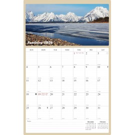 2025 - 2026 Wall Calendar Spiral-bound Twin-Wire Binding - 18 Months Planner 11" x 17" - Large Ruled Blocks with Julian Dates, Notes Section for Appointments, Meetings, and Events - Made in USA - (National Parks)