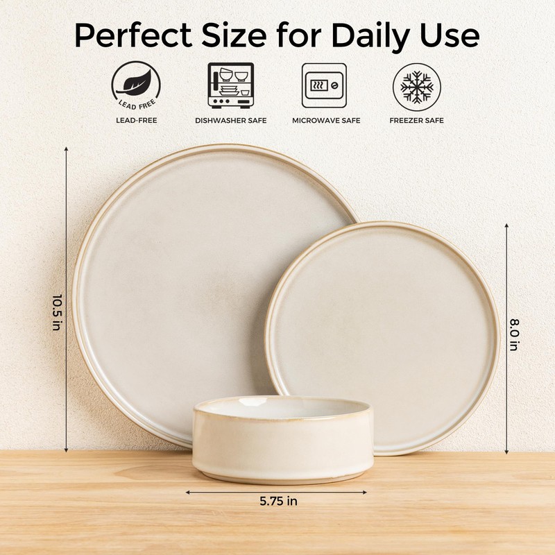 AmorArc Ceramic Dinnerware Sets, Handmade Reactive Glaze Stoneware Plates and