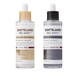 ANGEL SILK Peel Shot Glow Rice Ampoule Duo -Serums for Brightening Exfoliating and Moisturizing - Suitable for All Skin Types Contain AHA + BHA, Niacinamide ﻿