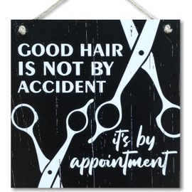 CARISPIBET Good Hair is not by Accident | Home Decoration Sign Hairdresser Wall Art 8" x 8"