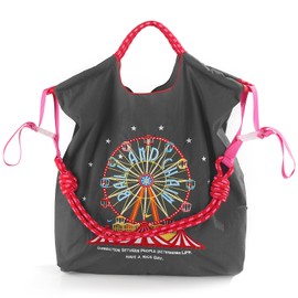 Ball&Chain Embroidery Ferris Wheel Nylon Tote Bag for Women, HandBags Large Capacity Casual Handbags for Mom Teacher Friend (Grey, Large)