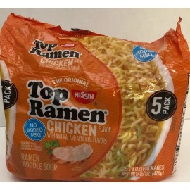 Nissin 1 Ea 5 Pack Nissin Top Ramen Noodle Soup Chicken Flavor 3 Ounce Packages-SHIP2