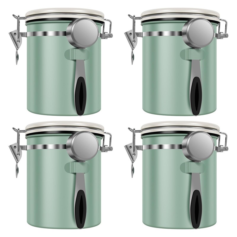 4PCS Coffee Storage Canister 1.5L 51OZ Double Airtight Coffee Beans