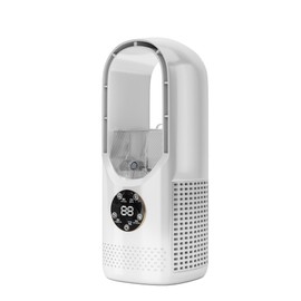 swanyoyo Bladeless Fan with Humidifier and RGB Lights, USB Powered Desk Fan, 6-Speed Quiet Personal Cooling Fan for Office Home Bedroom, No Blades Design Safer than Traditional Fans (White)