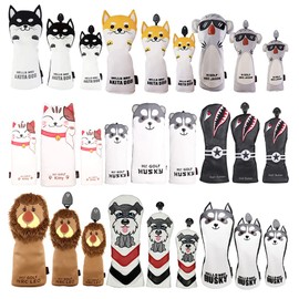 Golf Headcover Driver 440cc 460cc DR/Wood FW 2pcs/3 Piece Set Waterproof with Conversion Doug Included Akita Inu (Koala)