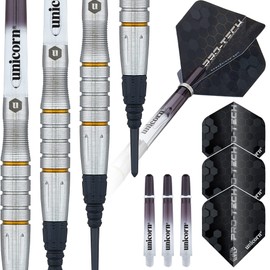 Unicorn Soft Tip Darts Set | Pro-Tech Style 5 | 70% Natural Tungsten Barrels with Golden Accents | Epic Tips | 20 g