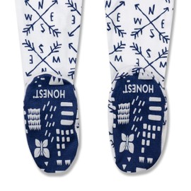 HonestBaby Baby Organic Cotton Snug-fit Footed Pajamas Toddler Sleepers, Compass, 18 Months